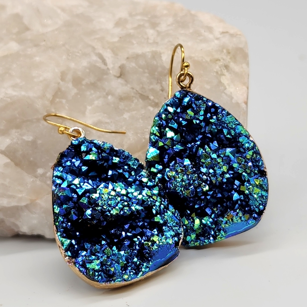Boho Sparkling Diode Druzy Agate Imitation Stones Lightweight Earrings